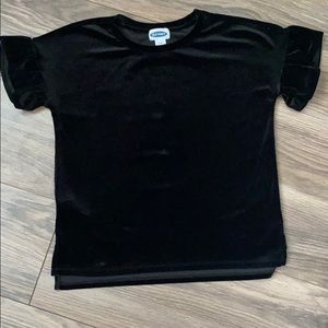 Girls Black Velvet Top